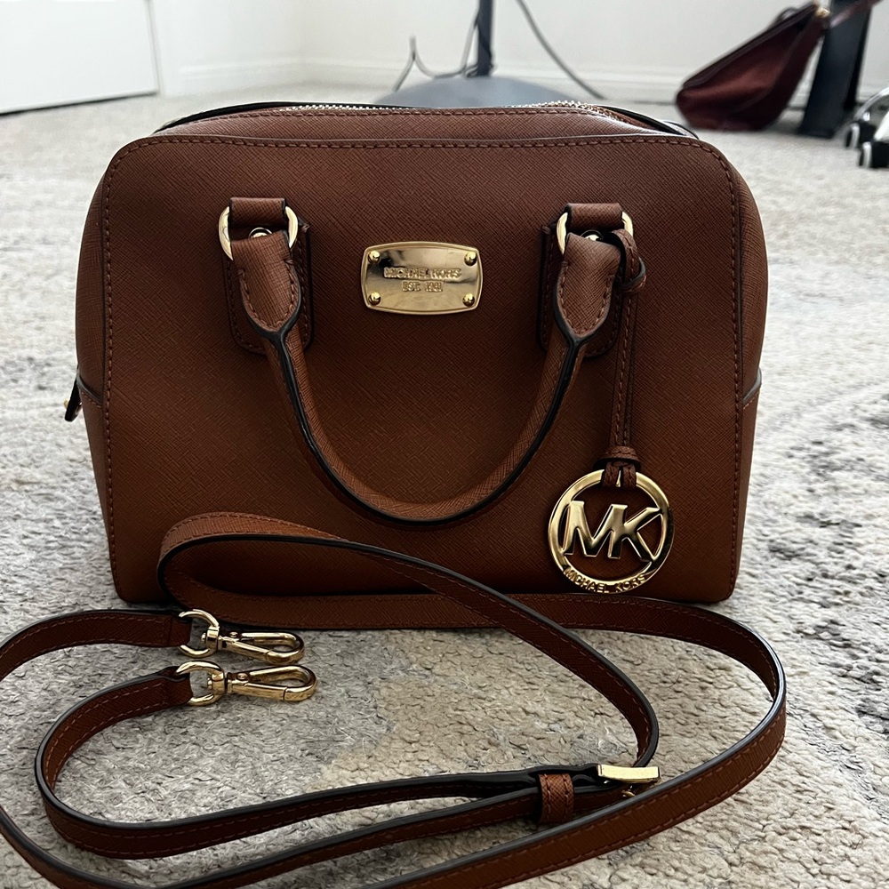 Michael Kors Tan Leather Satchel with Gold Accents - Picture 2 of 5